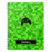 Grüne Gamer-Pixel | Personalisiertes SpiralNoteboo Notizblock (Vorderseite)