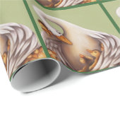 Grüne Gänse und ihre Babys Umschlagpapier Geschenkpapier (Rolleneckpunkt)