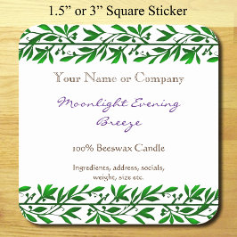 Grüne Garland bearbeitbar Rustikale Seife bearbeit Quadratischer Aufkleber