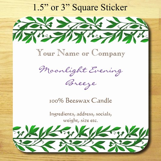 Grüne Garland bearbeitbar Rustikale Seife bearbeit Quadratischer Aufkleber