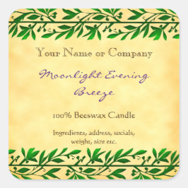 Grüne Garland bearbeitbar Rustikale Seife bearbeit Quadratischer Aufkleber