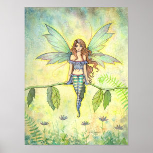 Grüne Garten Fee Fantasie Kunst Druck Poster