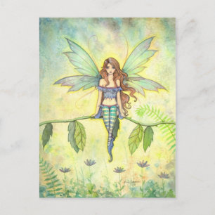 Grüne Gartenfee Fantasy-Kunst Postkarte