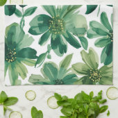 Grüne Gartengewächs Botanische Aquarellmalerei Geschirrtuch (Gefaltet)