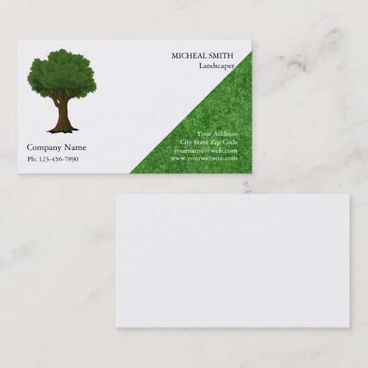Grüne Gartengrüne Rasenpflege und Landschaftsbetri Visitenkarte (Vorne/Hinten)