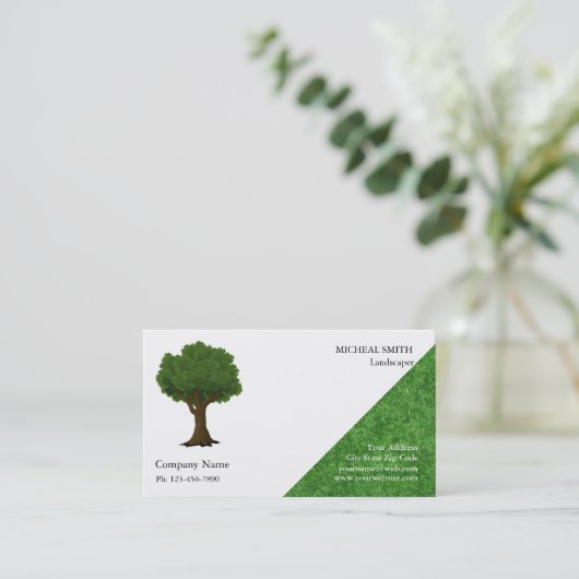 Grüne Gartengrüne Rasenpflege und Landschaftsbetri Visitenkarte (Stehend Vorderseite)