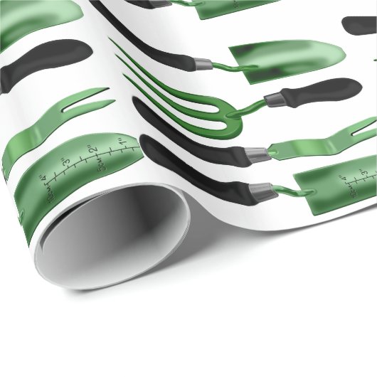 Grüne Gartenwerkzeuge Geschenkpapier (Rolleneckpunkt)