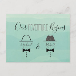 Grüne Gay Hochzeit rettet das Datum Ankündigungspostkarte