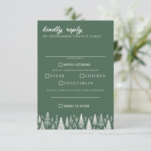 Grüne Gebirgsfrüchte RSVP Karte (Stehend Vorderseite)