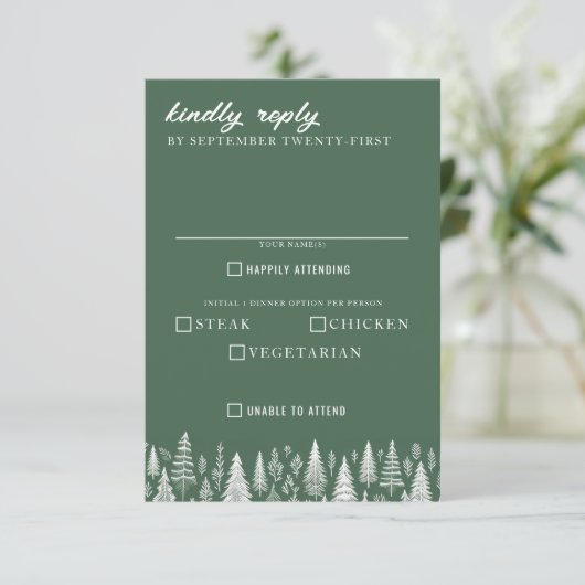 Grüne Gebirgsfrüchte RSVP Karte (Stehend Vorderseite)