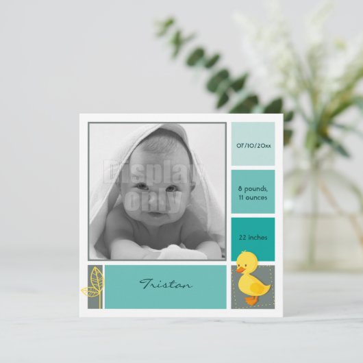 Grüne Geburtskarte Ankündigung (Stehend Vorderseite)