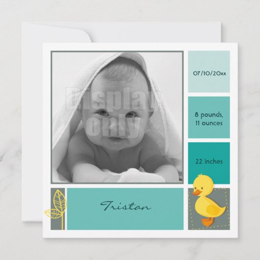 Grüne Geburtskarte Ankündigung (Vorderseite)