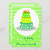 Grüne Geburtstags-Kuchen-Geburtstags-Party Einladung (Vorne/Hinten)
