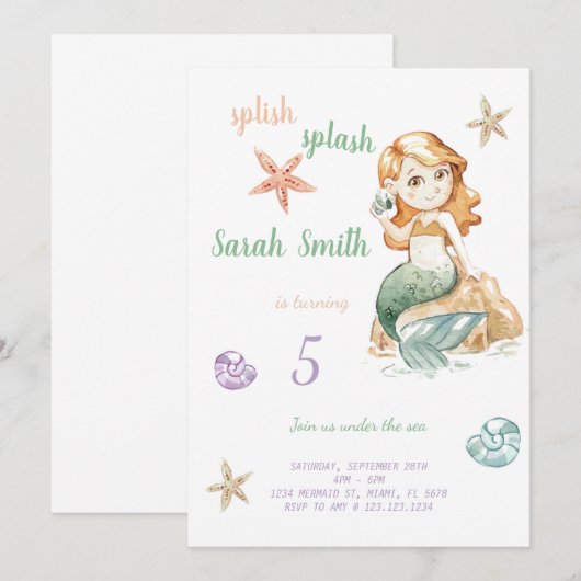 Grüne Geburtstagsfeier Einladung (Vorne/Hinten)