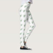 Grüne Gecko-Lizards auf Weiß Leggings (Rechts)