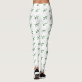 Grüne Gecko-Lizards auf Weiß Leggings (Rückseite)