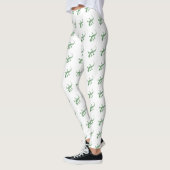 Grüne Gecko-Lizards auf Weiß Leggings (Links)