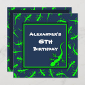 Grüne Gecko Lizards Thema Geburtstagspartei Einladung (Vorne/Hinten)