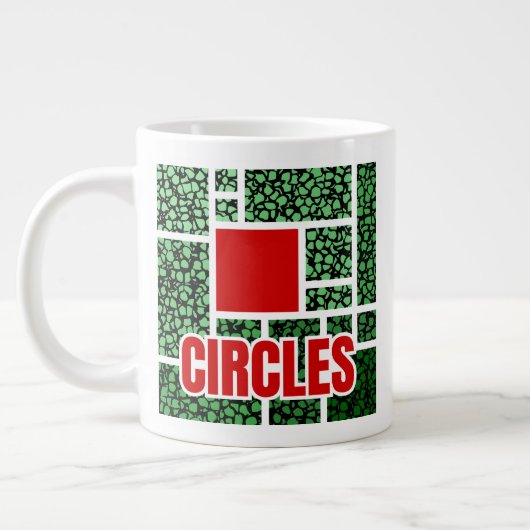 Grüne gefleckte Abstraktion mit roten Akzenten Jumbo-Tasse (Links)