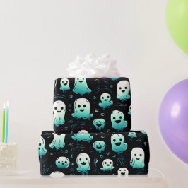 Grüne Geister Niedlich Adortable Modernes Schwarze Geschenkpapier