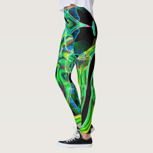 Grüne, gekrümmte Bänder, hervorgehoben durch Pr Leggings