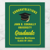 Grüne Gelbe Gratulation Graduation Party Weinetikett (Einzelnes Label)