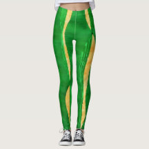 Grüne gelbe Kurvenlinien Abstrakte Kunst Leggings