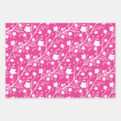 Grüne, gelbe und rosa mehrfarbige Frühlingsblumen Geschenkpapier Set (Vorderseite 2)