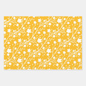 Grüne, gelbe und rosa mehrfarbige Frühlingsblumen Geschenkpapier Set (Vorderseite 3)