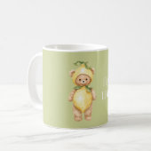 Grüne Gelbe Zitronen Teddybär Kaffeetasse (Vorderseite Links)