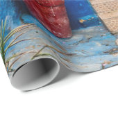 GRÜNE GEÖFFNETE PFLANZE NAHE WALL GESCHENKPAPIER (Rolleneckpunkt)