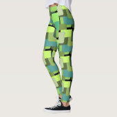Grüne geometrische Abstrakte Form Leggings (Links)