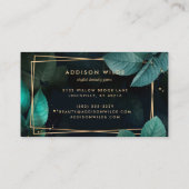 Grüne geometrische botanische Blätter Moderne Visitenkarte (Rückseite)