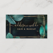 Grüne geometrische botanische Blätter Moderne Visitenkarte (Vorderseite)