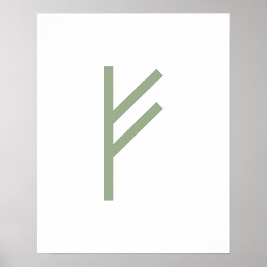 Grüne geometrische Fehu (Wohlstand) Poster (Vorne)