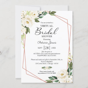 Grüne Geometrische Florale Virtuelle Bridal Shower Einladung
