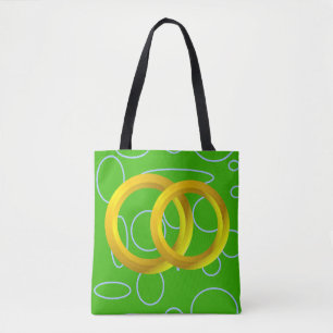 Grüne geometrische Goldringe Tote Tasche