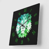Grüne geometrische Lion mit römischen Zahlen Quadratische Wanduhr (Winkel)