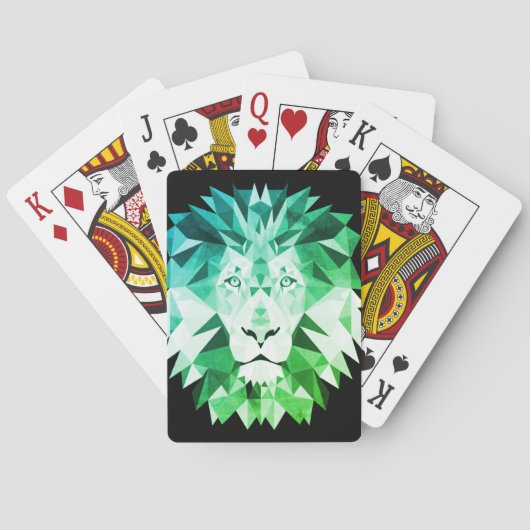 Grüne geometrische Lion Spielkarten (Rückseite)