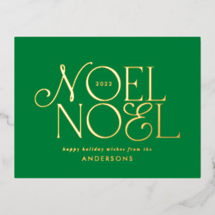 grüne geometrische Noel-Schrift elegant modern Folien Feiertagspostkarte