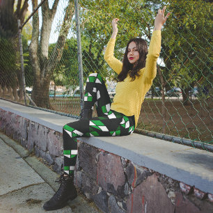 Grüne geometrische Quadrate Capri Leggings