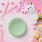 Grüne geometrische Quadrate mit lichtdurchlässigem Pappteller (Party)