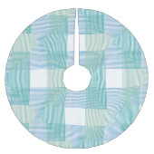 Grüne geometrische Quadrate Polyester Weihnachtsbaumdecke (Vorderseite)