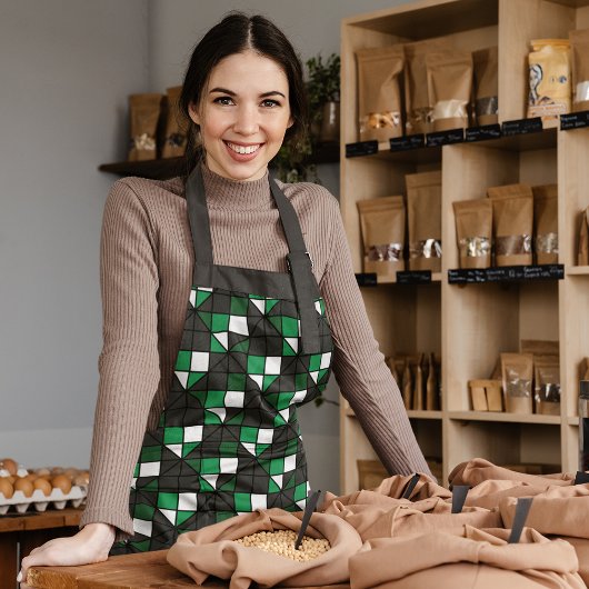 Grüne geometrische Quadrate Schürze