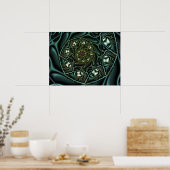 Grüne geometrische Spirale Poster (Küche)