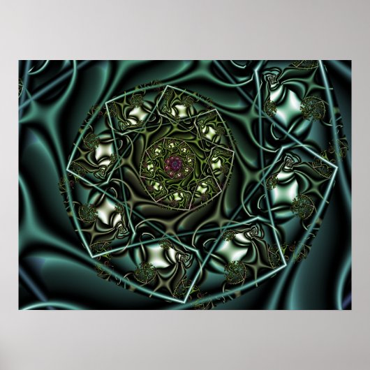 Grüne geometrische Spirale Poster (Vorne)