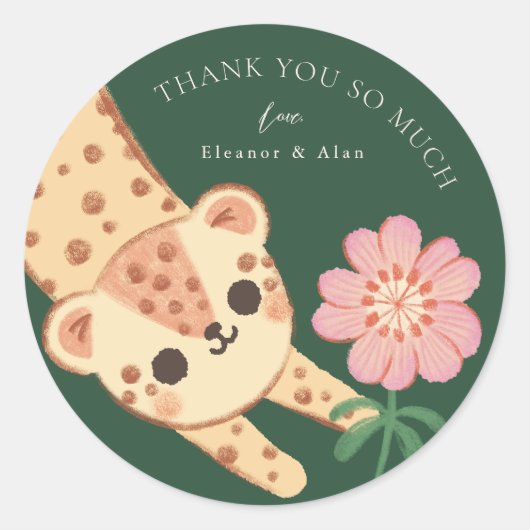 Grüne Geparden Leopard Jaguar Panther Kinder Stick Runder Aufkleber (Vorderseite)