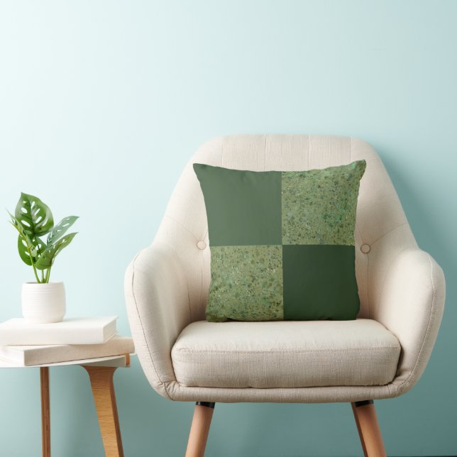 Grüne geplattierte Blöcke Kissen (Stuhl )