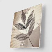 Grüne gepresste Leaf Beige Shades Moderne Quadratische Wanduhr (Winkel)