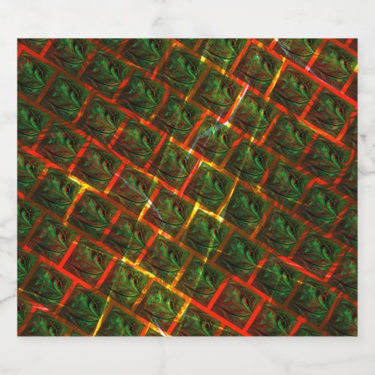 "Grüne gerahmte Augen", Kratzer oder rote Gitter. Bierflaschenetikett (Einzelnes Label)